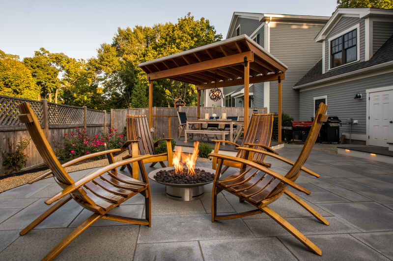 Outdoor area with patio and wood pergola