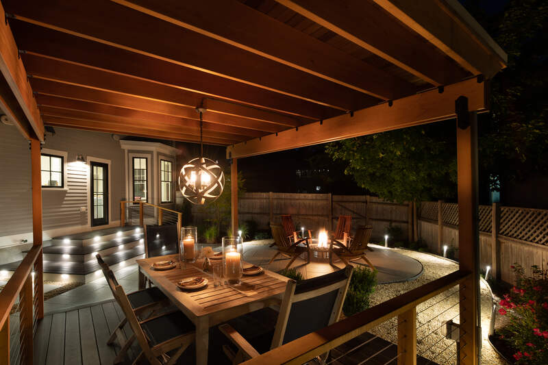 Outdoor wood pergola in the Greater Boston area.