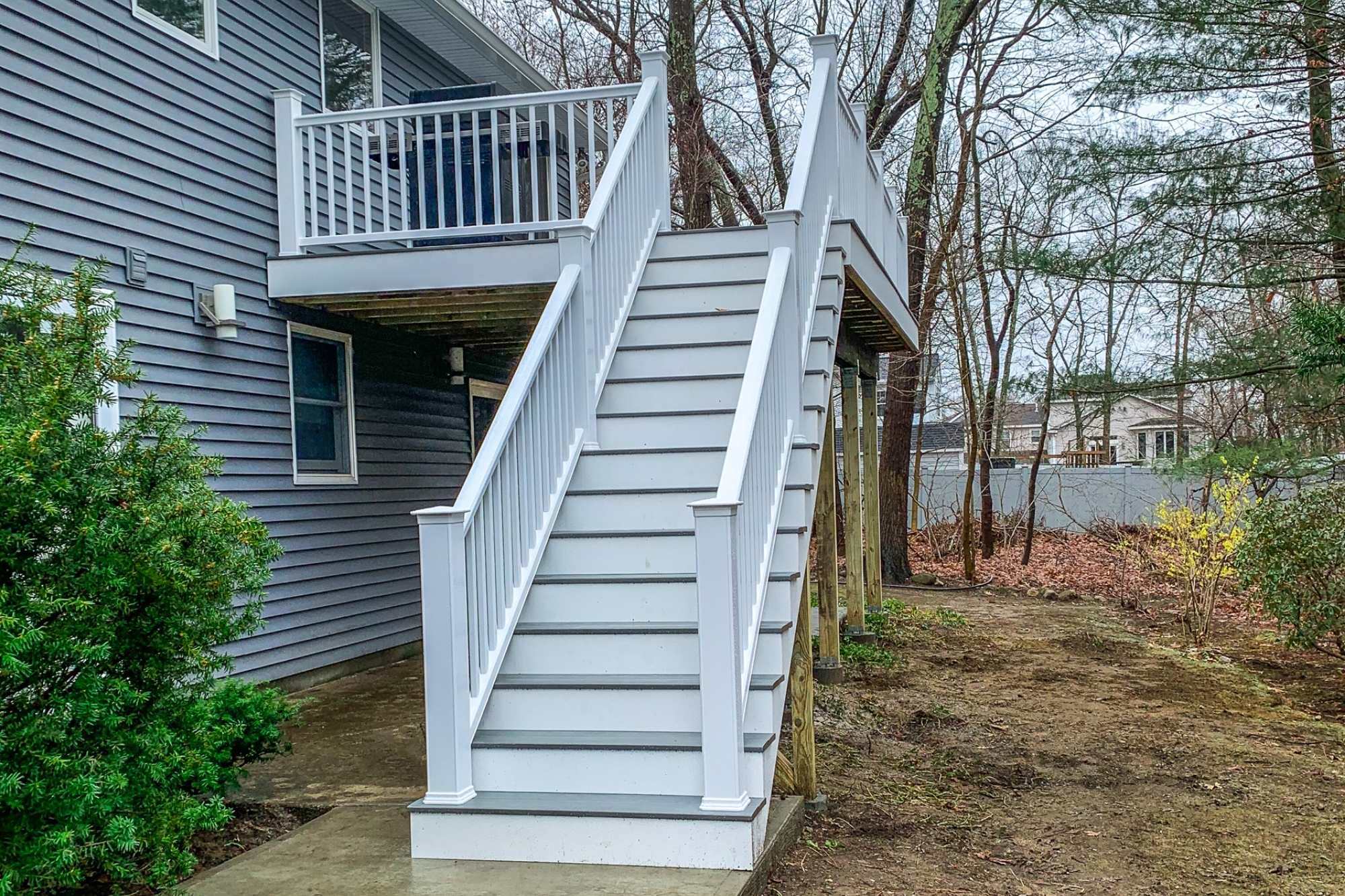Elevated Composite Deck Over Concrete Patio in Burlington Massachusetts