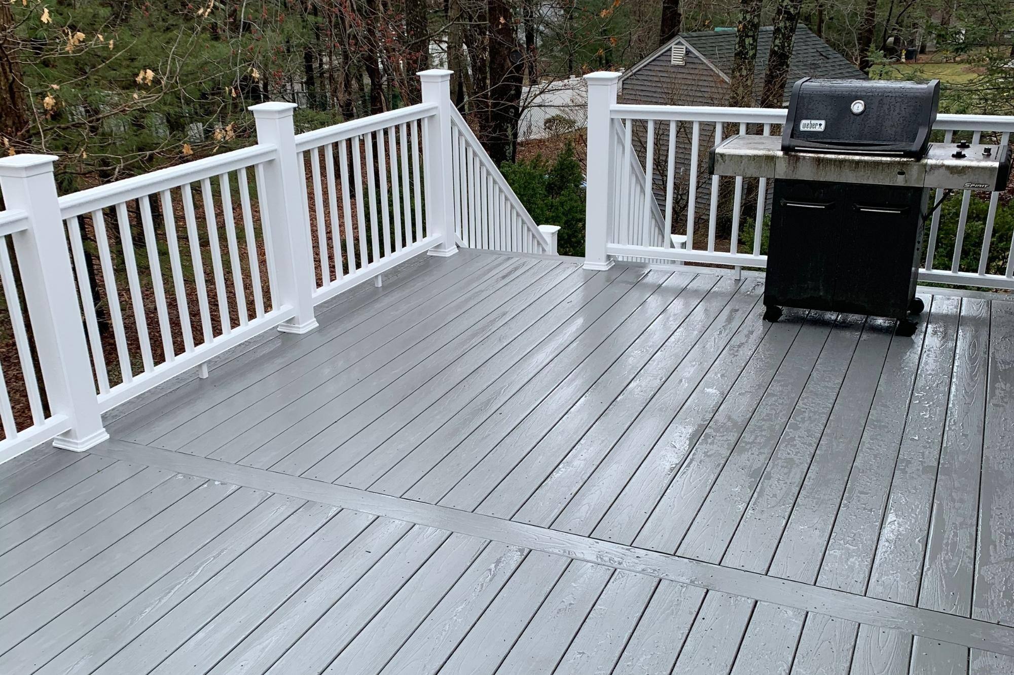 New Elevated Composite Deck Over Concrete Patio in Burlington Massachusetts